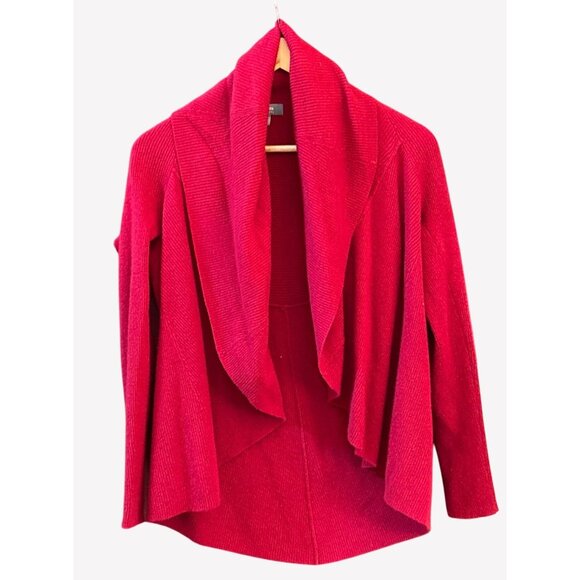 Neiman Marcus Cashmere Red Waterfall Open Front Cardigan Small Luxury Knit Small - Picture 1 of 3